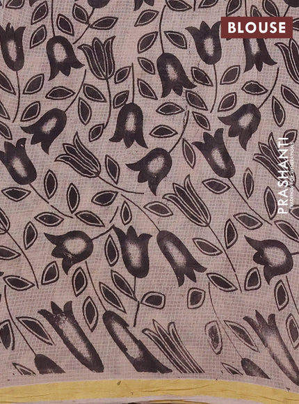 Kota kalamkari cotton saree beige and maroon with allover prints and piping border