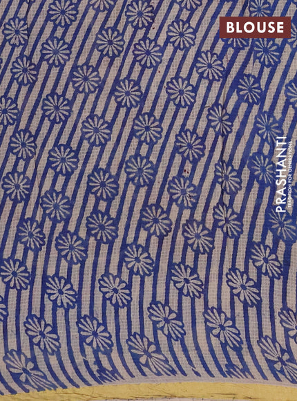 Kota kalamkari cotton saree purple and blue with allover prints and piping border