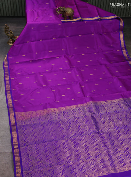 Pure kanchipuram silk saree purple and violet with zari woven buttas and small zari woven border