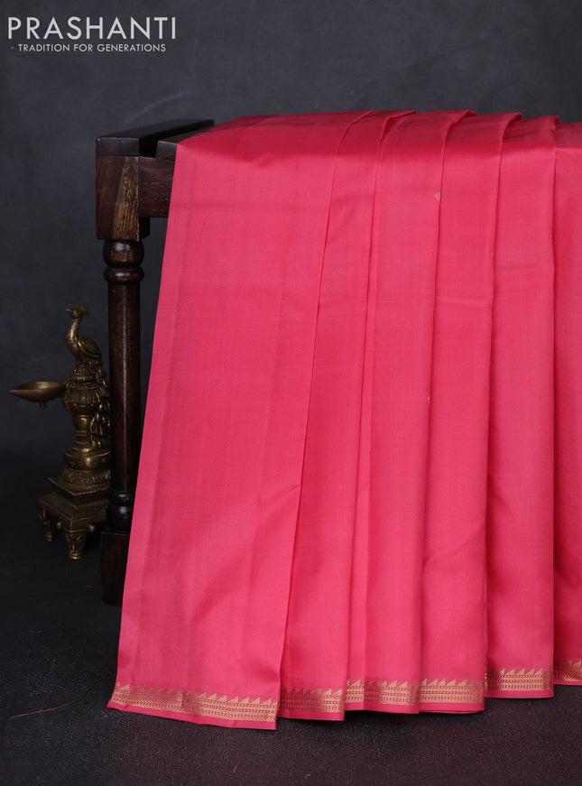 Pure kanchipuram silk saree peach pink with zari woven buttas and small zari woven border