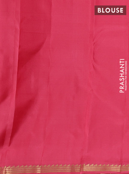 Pure kanchipuram silk saree peach pink with zari woven buttas and small zari woven border