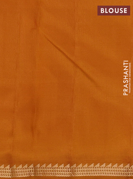 Pure kanchipuram silk saree mustard yellow with zari woven buttas and small zari woven border