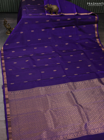 Pure kanchipuram silk saree violet with zari woven buttas and small zari woven border