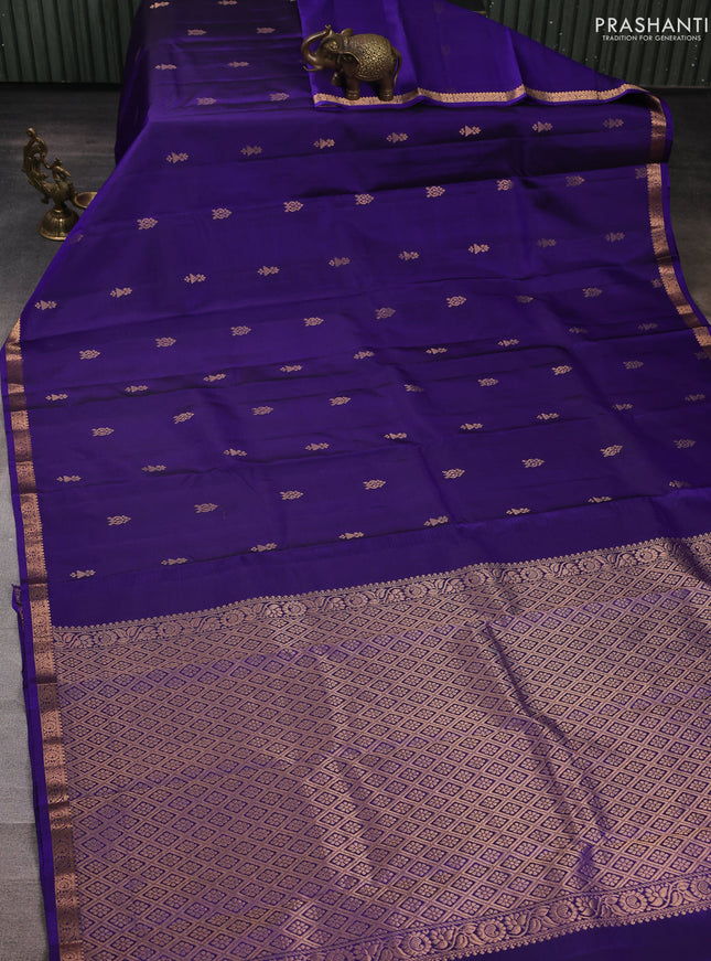 Pure kanchipuram silk saree violet with zari woven buttas and small zari woven border