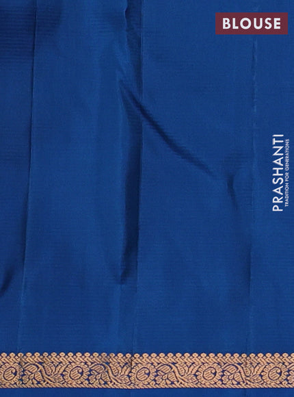 Pure kanchipuram silk saree teal blue with zari woven buttas and small zari woven border