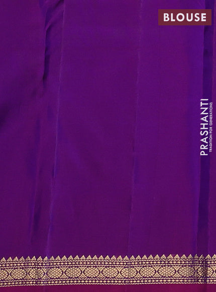 Pure kanchipuram silk saree purple with zari woven buttas and small zari woven border