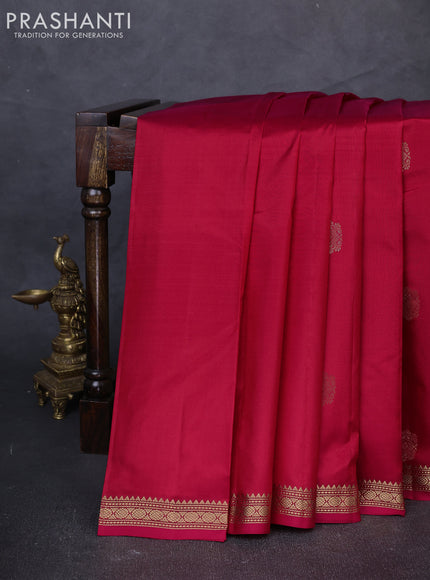 Pure kanchipuram silk saree maroon with zari woven buttas and small zari woven border