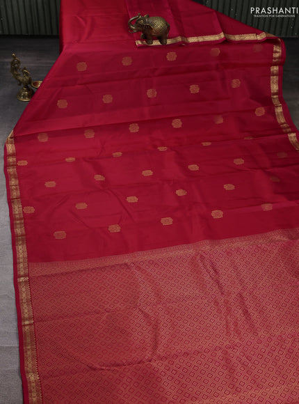 Pure kanchipuram silk saree maroon with zari woven buttas and small zari woven border