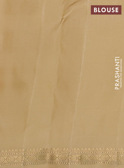 Pure kanchipuram silk saree cream with zari woven buttas and small zari woven border