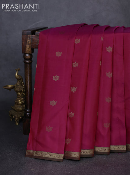 Pure kanchipuram silk saree pink and dual shade of green with zari woven buttas and small zari woven border
