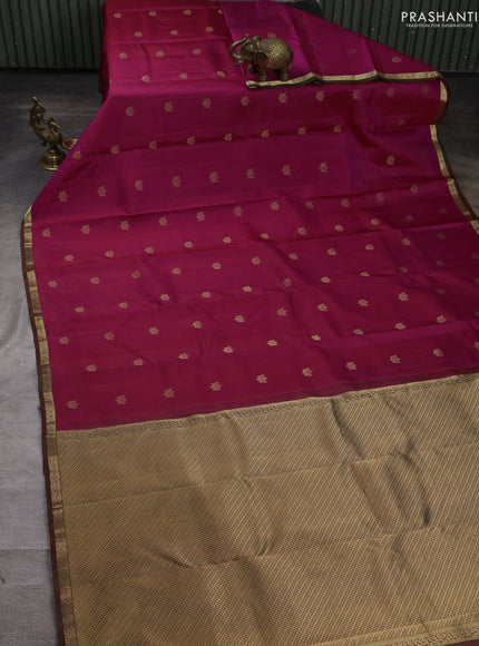 Pure kanchipuram silk saree pink and dual shade of green with zari woven buttas and small zari woven border