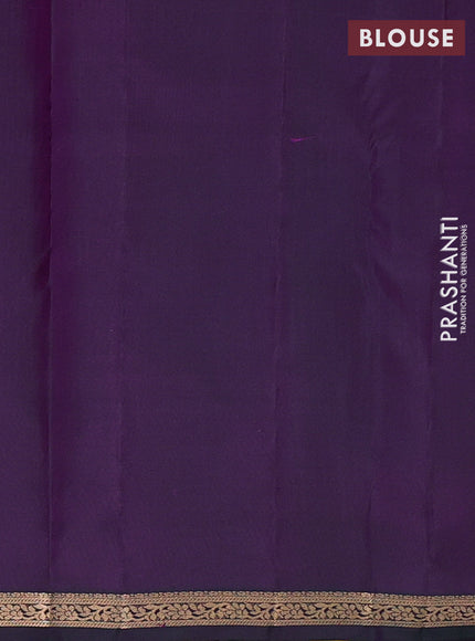 Pure kanchipuram silk saree purple and green with allover zari woven buttas and small zari woven border