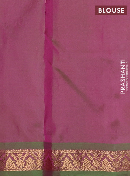 Pure kanchipuram silk saree candy pink and green with allover zari woven buttas and small zari woven border