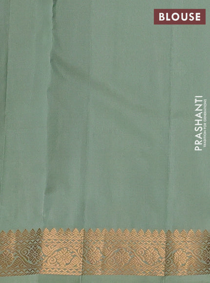 Pure kanchipuram silk saree pastel green with zari woven buttas and small zari woven border