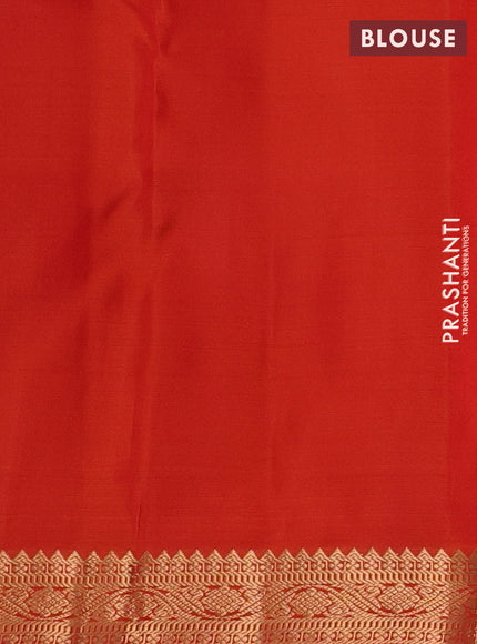 Pure kanchipuram silk saree orange with zari woven buttas and small zari woven border