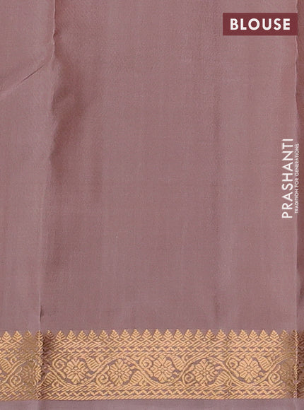 Pure kanchipuram silk saree pastel brown with zari woven buttas and small zari woven buttas