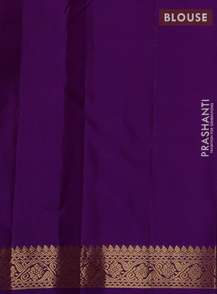 Pure kanchipuram silk saree purple with allover zari woven buttas and small zari woven border
