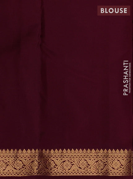 Pure kanchipuram silk saree wine shade with allover zari woven buttas and small zari woven border