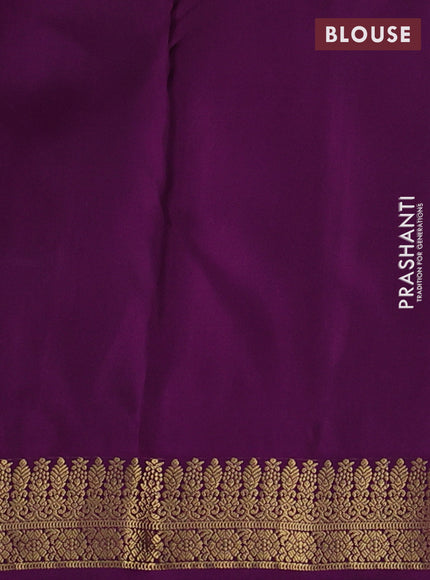 Pure kanchipuram silk saree teal blue and purple with zari woven buttas and small zari woven korvai border