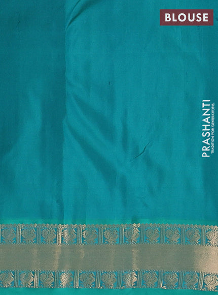 Pure kanchipuram silk saree lavender and teal green with allover zari woven buttas and zari woven korvai border