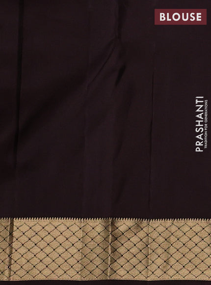 Pure kanchipuram silk saree rust shade and coffee brown with temple zari woven buttas and zari woven border