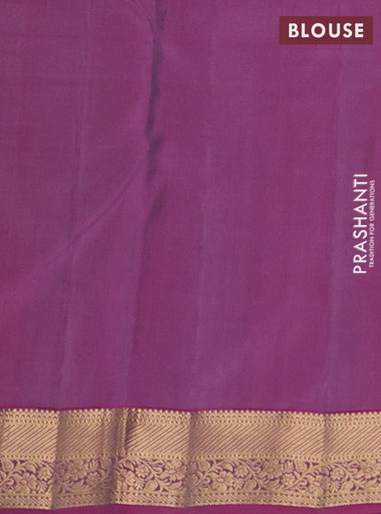 Pure kanchipuram silk saree grey and pink with allover zari woven buttas and zari woven border