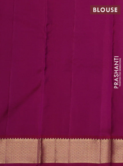 Pure kanchipuram silk saree elaichi green and pink with allover zari woven buttas and zari woven korvai border