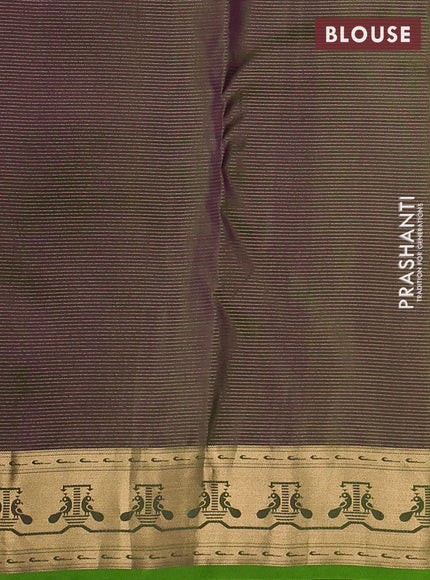 Pure kanchipuram silk saree mauve pink and light green with allover vairaosi pattern & zari woven buttas and paithani style border