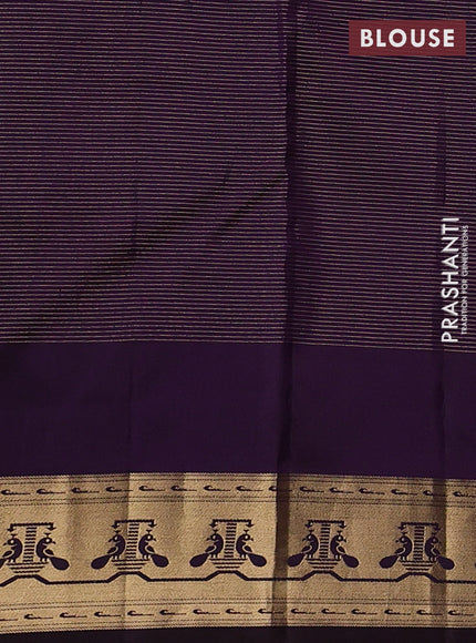 Pure kanchipuram silk saree pink and deep jamun with allover vairaosi pattern & buttas and paithani style border