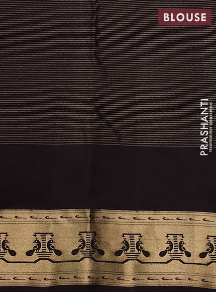 Pure kanchipuram silk saree olive green and coffee brown with allover vairaosi pattern & buttas and paithani style border
