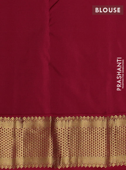 Pure kanchipuram silk saree teal blue and maroon with allover zari woven buttas and zari woven korvai border