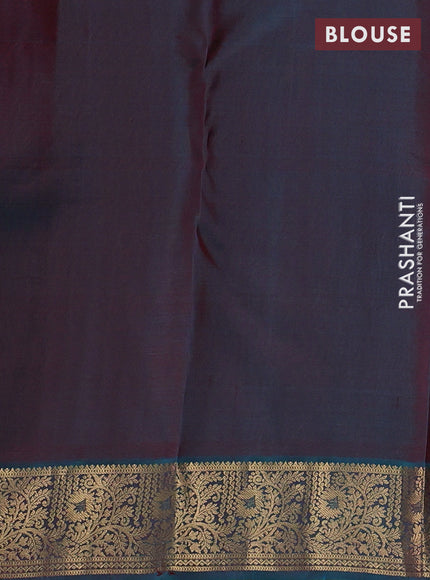 Pure kanchipuram silk saree deep maroon and teal green with allover zari woven 1000 buttas and zari woven border