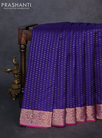 Pure kanchipuram silk saree violet and pink with allover zari woven 1000 buttas and zari woven border