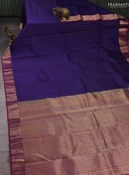 Pure kanchipuram silk saree violet and pink with allover zari woven 1000 buttas and zari woven border
