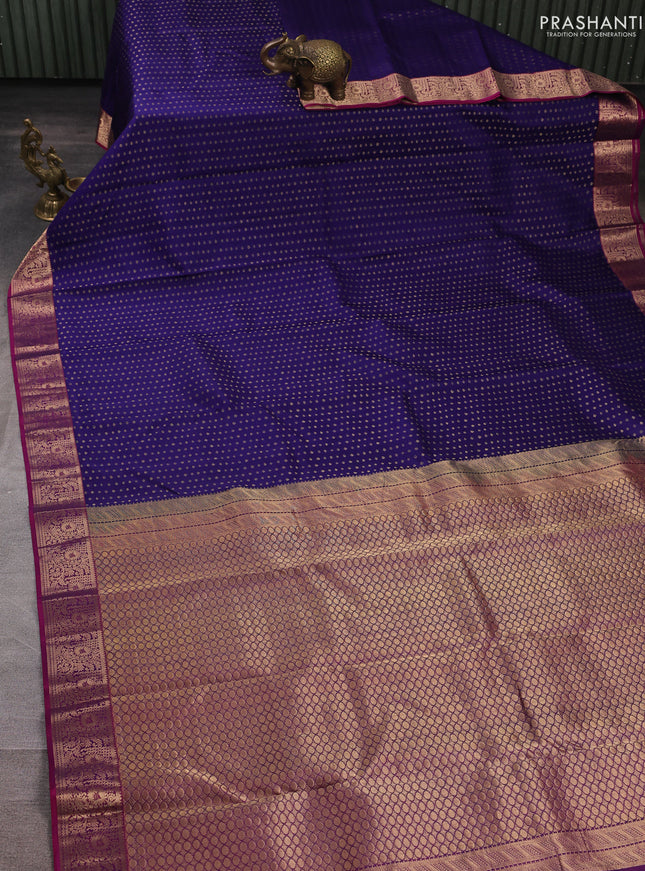 Pure kanchipuram silk saree violet and pink with allover zari woven 1000 buttas and zari woven border