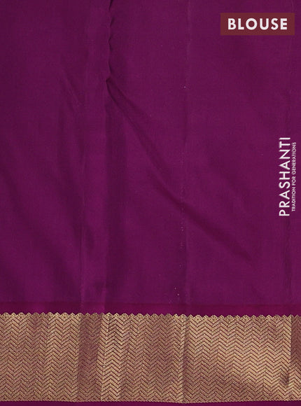 Pure kanchipuram silk saree cs blue and pink with allover silver& zari woven buttas and zari woven korvai border