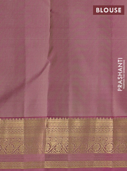 Pure kanchipuram silk saree pastel green and pink with zari woven buttas and zari woven border
