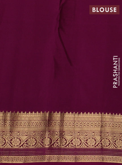 Pure kanchipuram silk saree jamun shade and pink with zari woven buttas and zari woven border