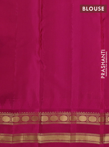 Pure kanchipuram silk saree pastel green and pink with zari woven buttas and temple design rettapet zari woven border
