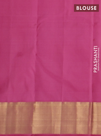 Pure kanchipuram silk saree pastel pink and pink with allover zari woven buttas and zari woven border