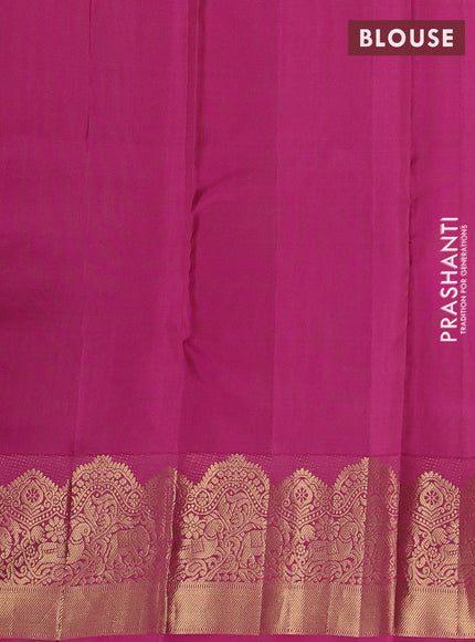 Pure kanchipuram silk saree pastel maroon and pink with allover zari weaves and zari woven border