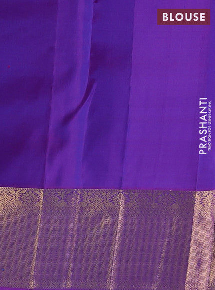 Pure kanchipuram silk saree dual shade of blue and purple with zari woven buttas and zari woven border