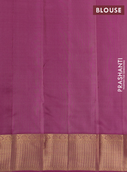 Pure kanchipuram silk saree peach pink and pink with allover zari woven buttas and zari woven border