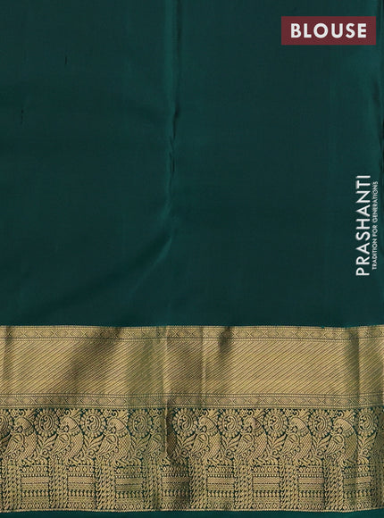 Pure kanchipuram silk saree grey and green with allover zari woven buttas and zari woven borer