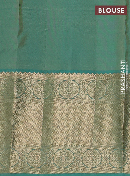 Pure kanchipuram silk saree pastel green and teal green with allover zari woven buttas and zari woven border