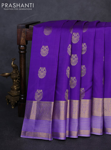 Pure kanchipuram silk saree violet and lavender with allover zari woven buttas and long zari woven border
