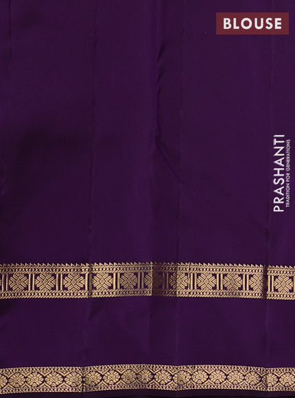Pure kanchipuram silk saree purple and deep purple with zari woven buttas and rettapet zari woven border