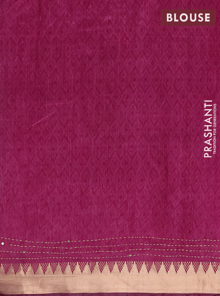 Semi tussar saree dark grey and wine shade with allover prints & kantha stitch work and zari woven border