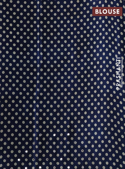 Crepe silk saree indigo blue and maroon with allover ajrakh prints & mirror work embroidery and mirror embroidery pallu
