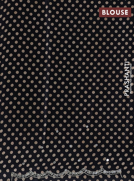 Crepe silk saree black with allover ajrakh prints & mirror work embroidery and mirror embroidery pallu